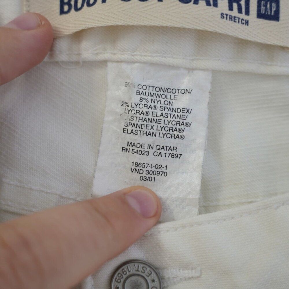 Gap White Denim Boot Cut Capri Stretch‎ Jeans 32/18 Mid Rise - Picture 5 of 6